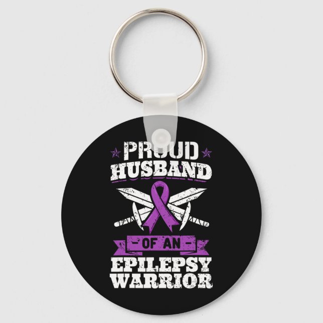 Epilepsy Warrior Husband Epileptic Seizure Disorde Key Ring (Front)