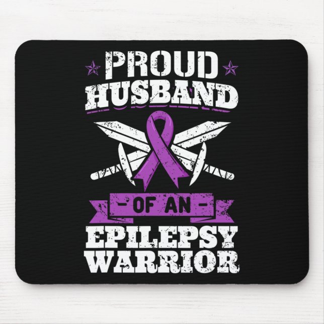 Epilepsy Warrior Husband Epileptic Seizure Disorde Mouse Pad (Front)