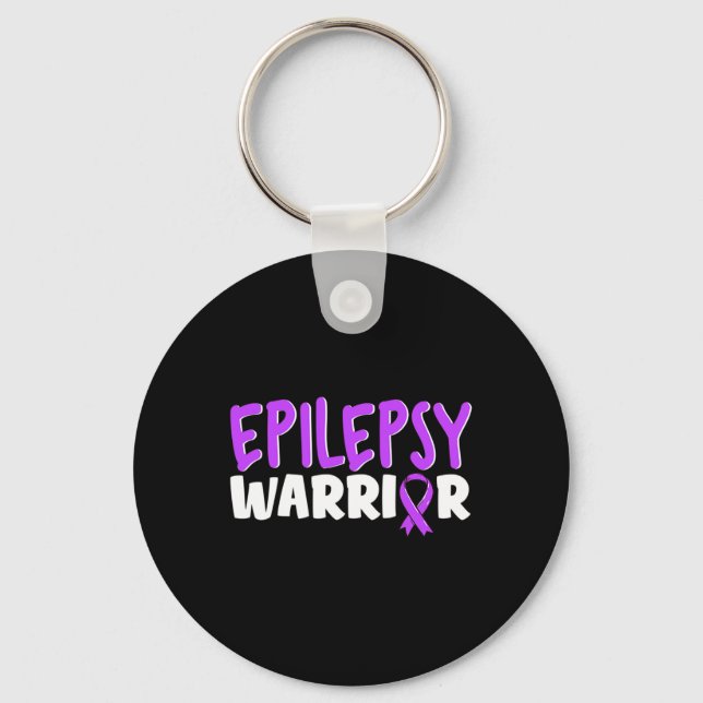 Epilepsy Warrior Kids Purple Ribbon Awareness  Key Ring (Front)