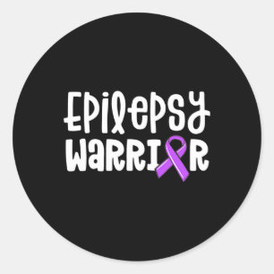 Epilepsy Warrior  Kids Purple Ribbon Awareness Wom Classic Round Sticker