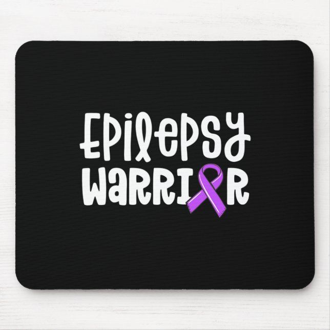 Epilepsy Warrior  Kids Purple Ribbon Awareness Wom Mouse Pad (Front)