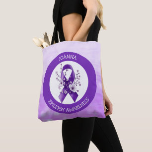 Epilepsy Warrior   Purple Awareness Ribbon Tote Bag