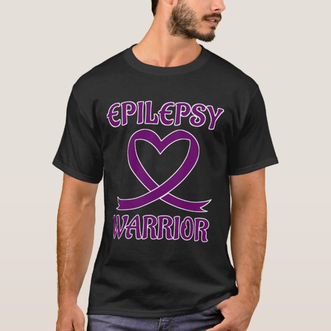 Epilepsy Warrior Purple Heart Ribbon Awareness  T-Shirt (Front)