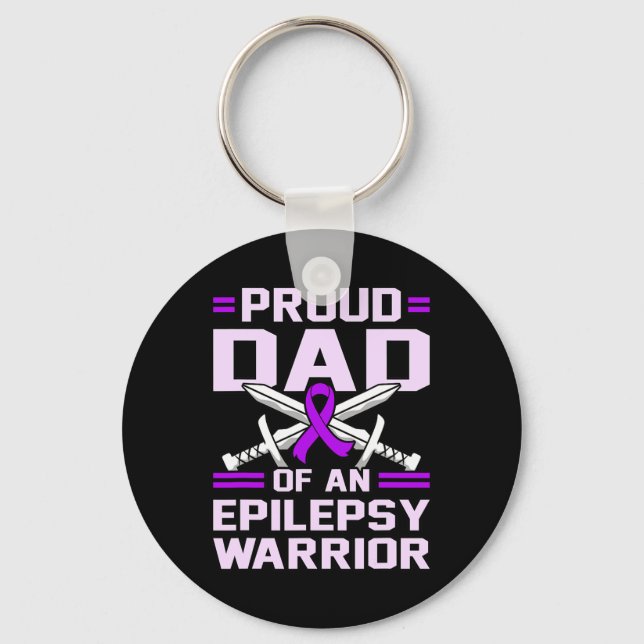 Epilepsy Warrior Purple Ribbon Awareness Month Gra Key Ring (Front)