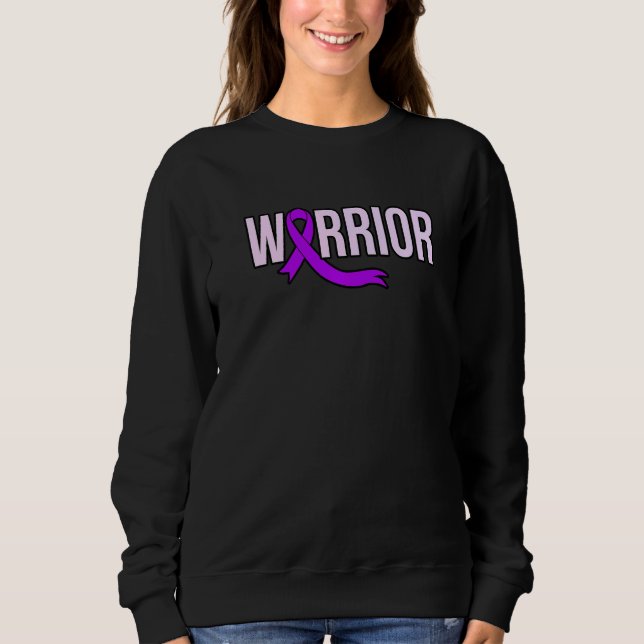Epilepsy Warrior Purple Ribbon Awareness Support G Sweatshirt (Front)