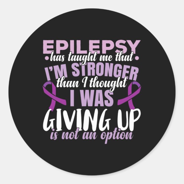 Epilepsy Warrior Purple Ribbon Epilepsy Awareness  Classic Round Sticker (Front)