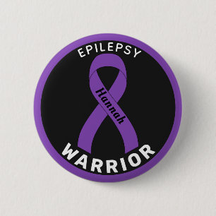 Epilepsy Warrior Ribbon Black Button
