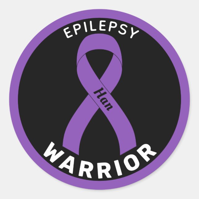 Epilepsy Warrior Ribbon Black Round Sticker (Front)