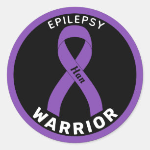 Epilepsy Warrior Ribbon Black Round Sticker