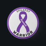 Epilepsy Warrior Ribbon White Button<br><div class="desc">Epilepsy Warrior Ribbon White Button for awareness and support for people with epilepsy.</div>