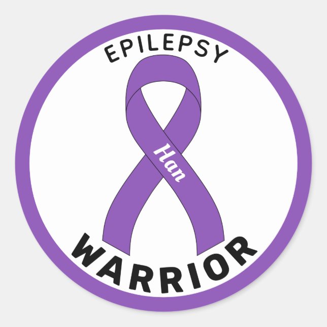 Epilepsy Warrior Ribbon White Round Sticker (Front)