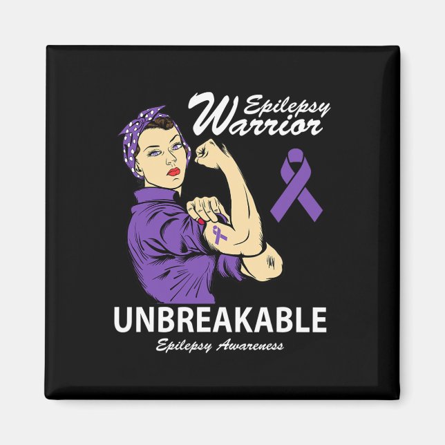 Epilepsy Warrior Unbreakable Epilepsy Awareness Gi Magnet (Front)