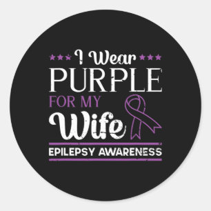 Epileptic Warrior and Purple Ribbon  Epilepsy Awar Classic Round Sticker