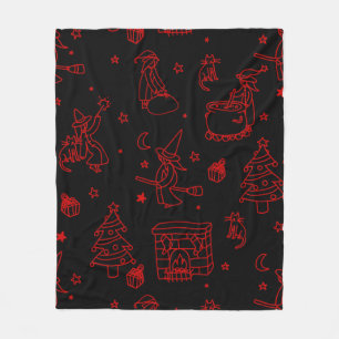 epiphany christmas witch befana black fleece blanket
