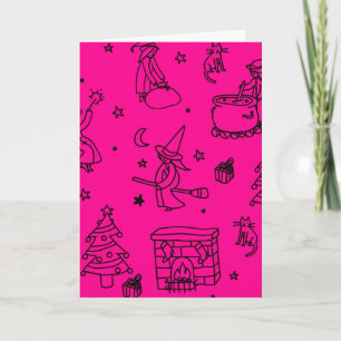 epiphany christmas witch befana pink invitation