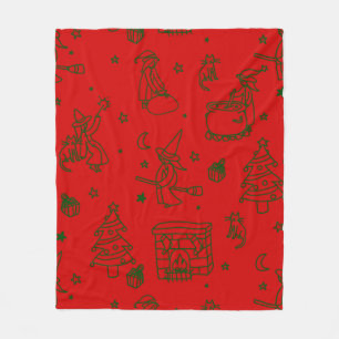 epiphany christmas witch befana red fleece blanket