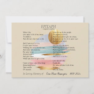 Epitaph Poem II   Customisable Memorial Card