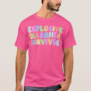 Eplosive Diarrhea Survivor Retro Groovy Adult Humo T-Shirt