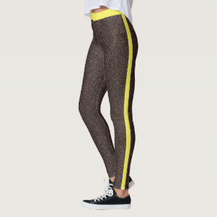Epresso Yellow Sparkles Glitter Pattern Stripes  Leggings