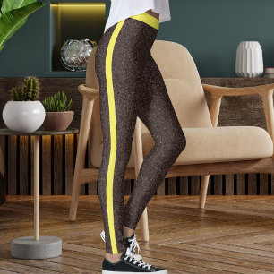 Epresso Yellow Sparkles Glitter Pattern Stripes  Leggings