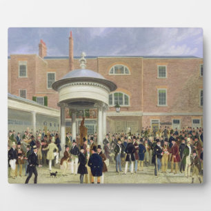 Epsom Races: Settling Day at Tattersall's (oil on Plaque