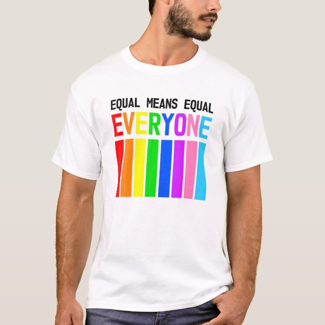 Equal Means Equal - Everyone - Pride Flags T-Shirt (Front)