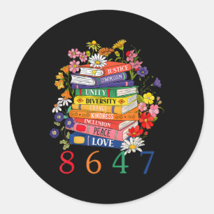 Equal Rights Book Flower 8647 Women Rights Feminis Classic Round Sticker