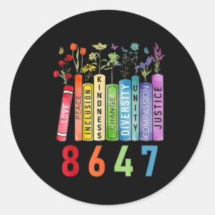 Equal Rights Book Flower Anti Trump Feminist Women Classic Round Sticker