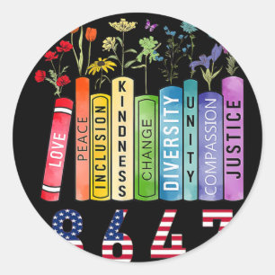Equal Rights Book Flower Anti Trump Feminist Women Classic Round Sticker