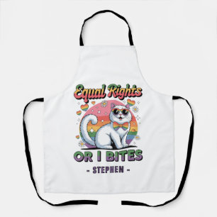 Equal Rights – Funny Cute White Cat LGBTQ Pride Apron