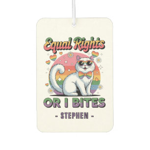 Equal Rights – Funny Cute White Cat LGBTQ Pride Car Air Freshener