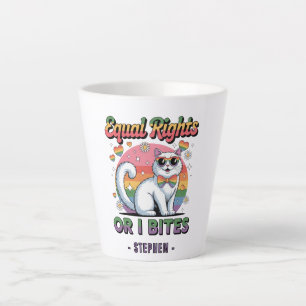 Equal Rights – Funny Cute White Cat LGBTQ Pride Latte Mug