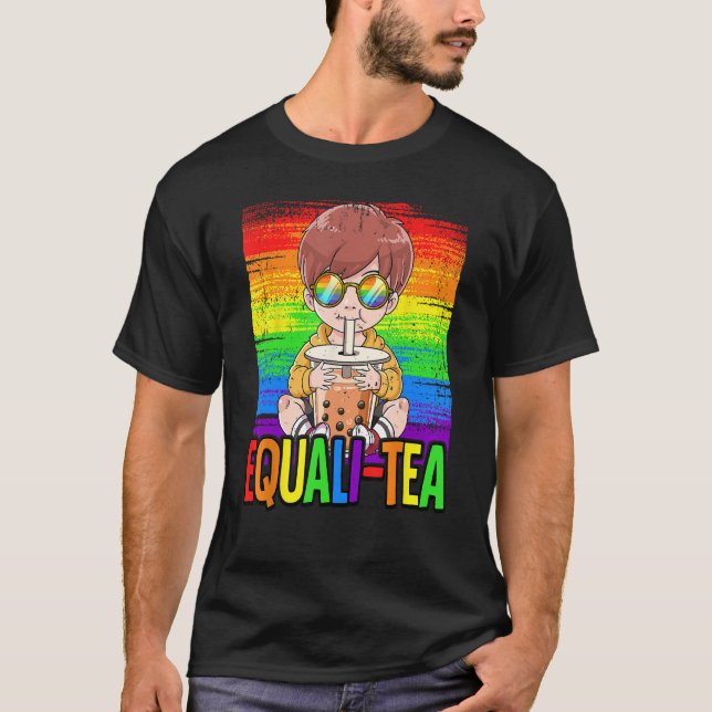 Equali Tea Bubble Tea Boba Tea LBGT Gay Pride Rain T-Shirt (Front)