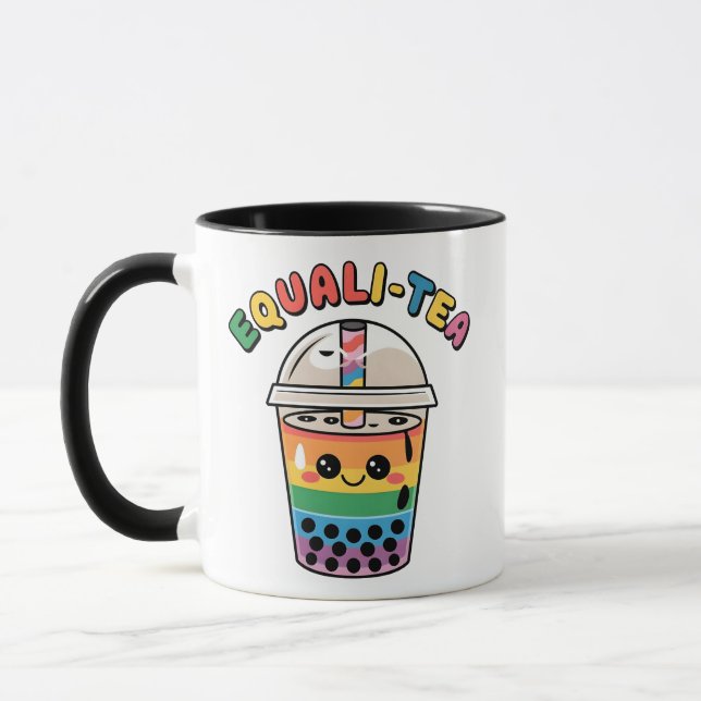 Equali-Tea Funny LGBTQ Bubble Tea Pride Month Mug (Left)