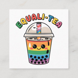 Equali-Tea Funny LGBTQ Bubble Tea Pride Month Square Business Card