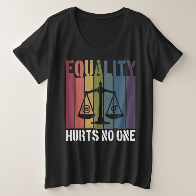 Equality Hurts No One Patriotic LGBTQ Pride Rights Plus Size T-Shirt (Design Front)