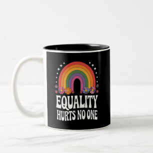 Equality Hurts No One Rainbow Equal Rights Groovy Two-Tone Coffee Mug