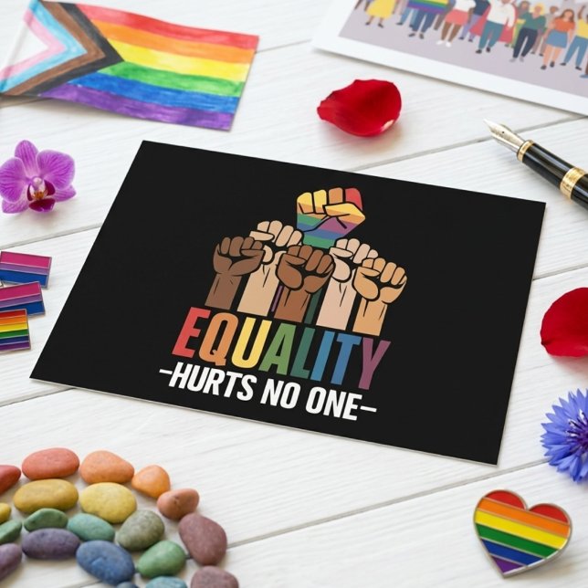 Equality Hurts No One Rainbow Pride Unity Quote Postcard (Creator Uploaded)