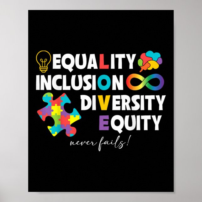 Equality Inclusion Diversity Equity Love Autism Aw Poster (Front)