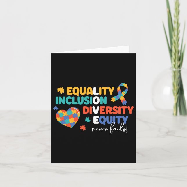 Equality Inclusion Diversity Puzzle Autism Awarene Card (Front)