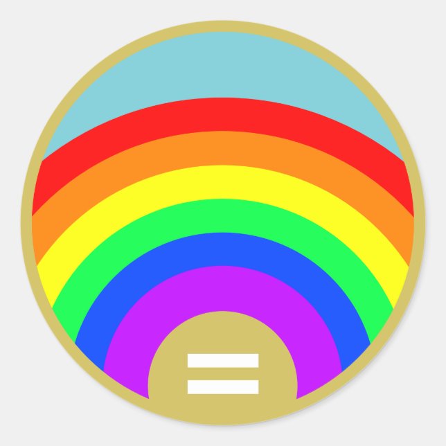 Equality is the Gold Under the Rainbow Classic Round Sticker (Front)
