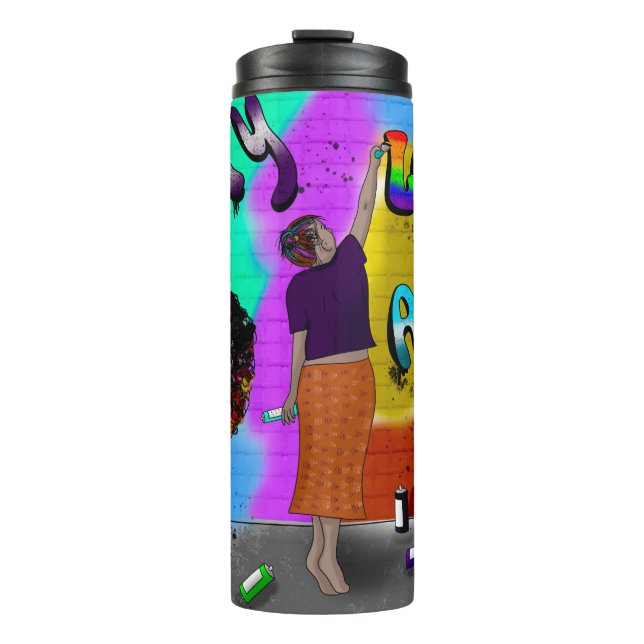 Equality, Love and Acceptance Hand Drawn Art Thermal Tumbler (Front)
