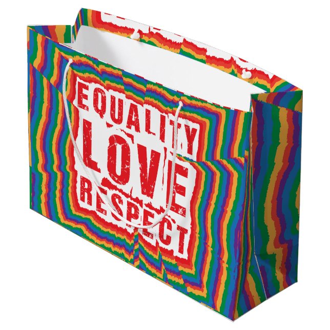 Equality Love and Respect Pride Month Large Gift Bag (Back Angled)