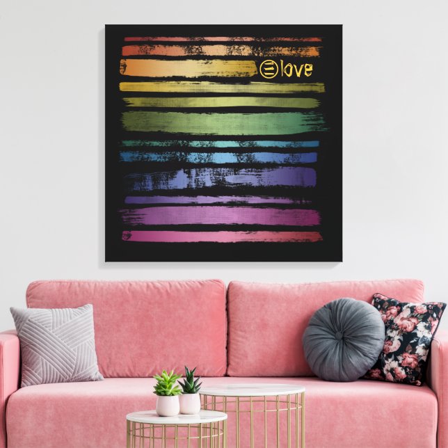 Equality Love Brush Stroke Stripes LGBTQ ID656 Canvas Print (Insitu(LivingRoom))