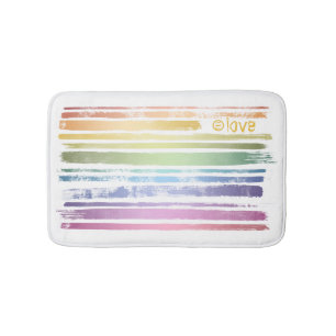Equality Love Rainbow Brush Strokes LGBTQ ID656 Bath Mat