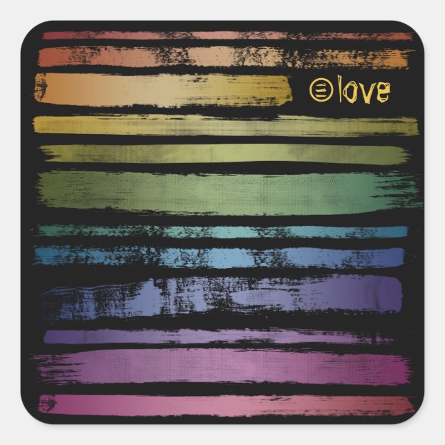 Equality Love Rainbow Brush Strokes LGBTQ ID656 Square Sticker (Front)