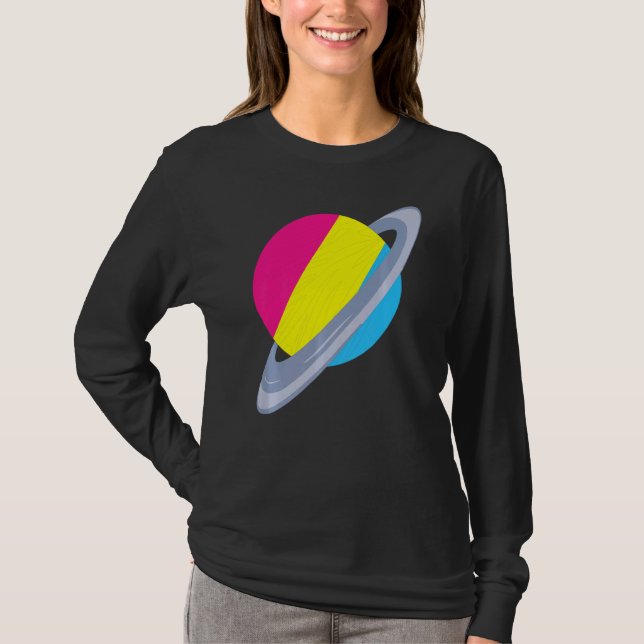Equality Pan Pride Month Saturn Pansexuality Flag  T-Shirt (Front)