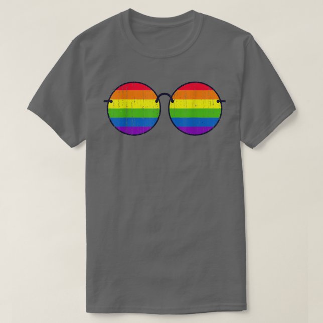 Equality Queer Pride Month Rainbow Flag Sunglasses T-Shirt (Design Front)