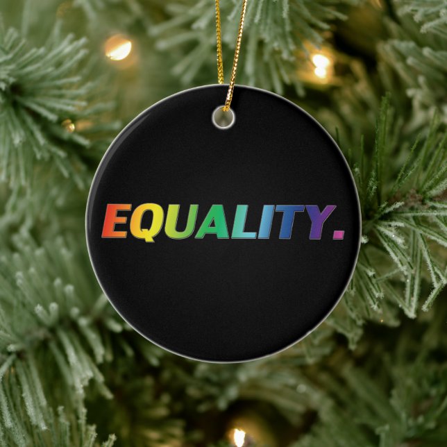 Equality rainbow colours gay queer pride Christmas Ceramic Tree Decoration (Tree)