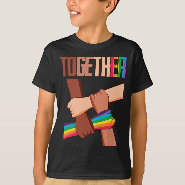 Equality Social Justice Human Rights Together Rain T-Shirt (Front)
